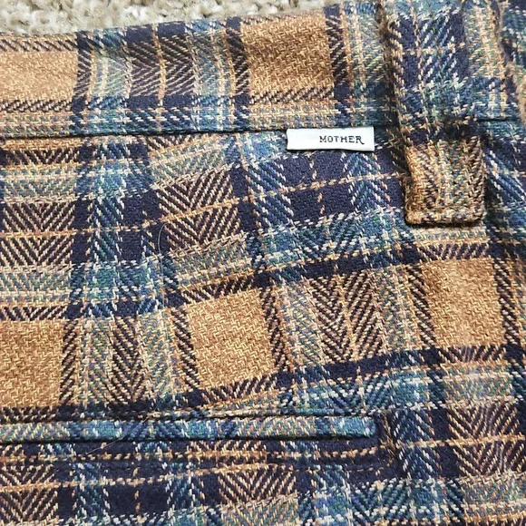 NWT Mother Denim Pleated Maven Prep Sneak Trousers In Delta Dawn Plaid size 30 - Picture 3 of 9